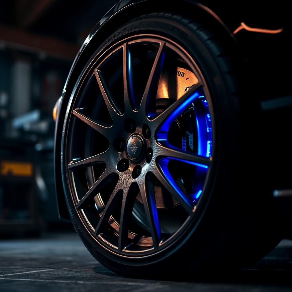Premium wheel and brake caliper close-up