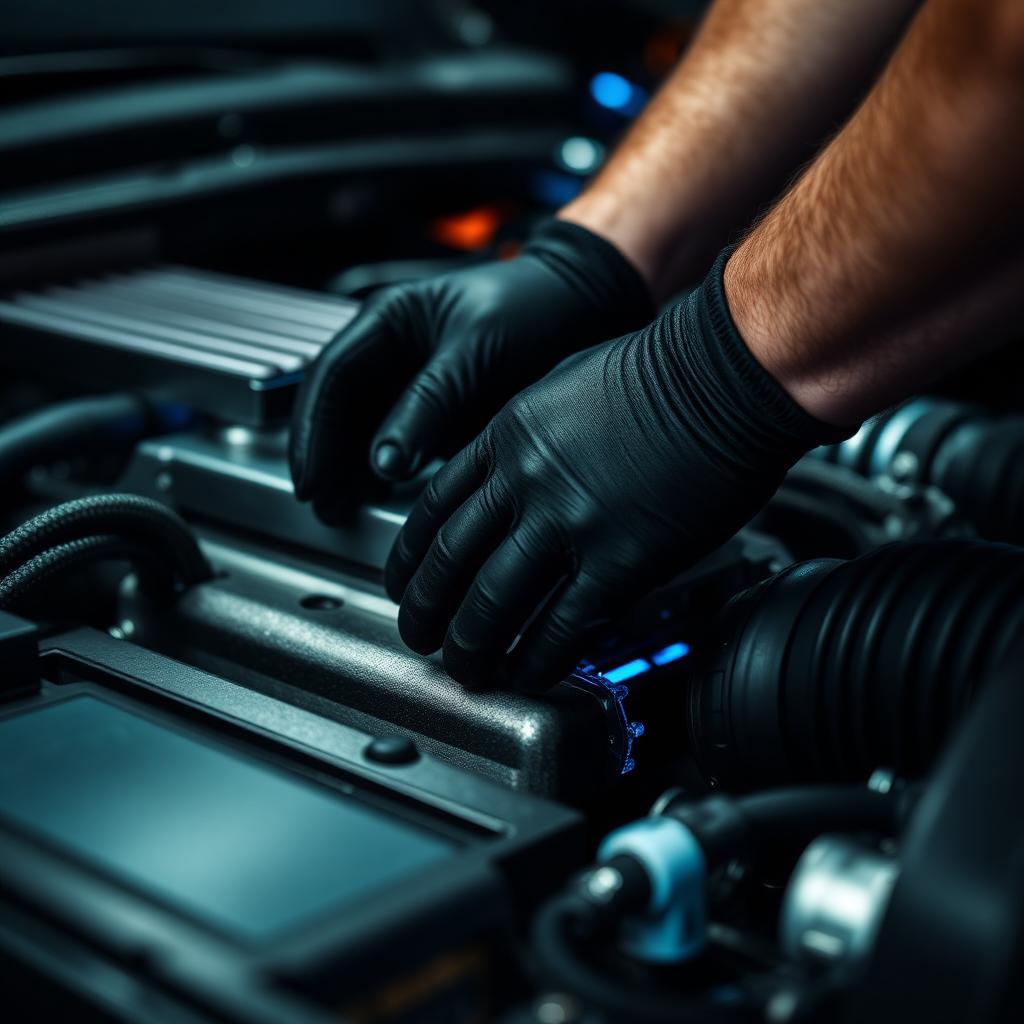 Mechanic working on engine bay